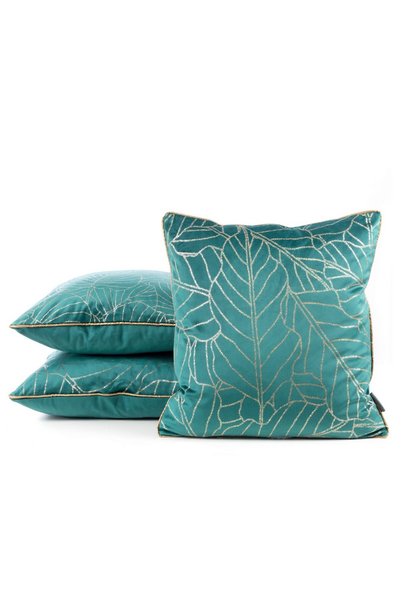 Eurofirany Fata de perna decorativa LILI1 45x45 turcoaz / auriu