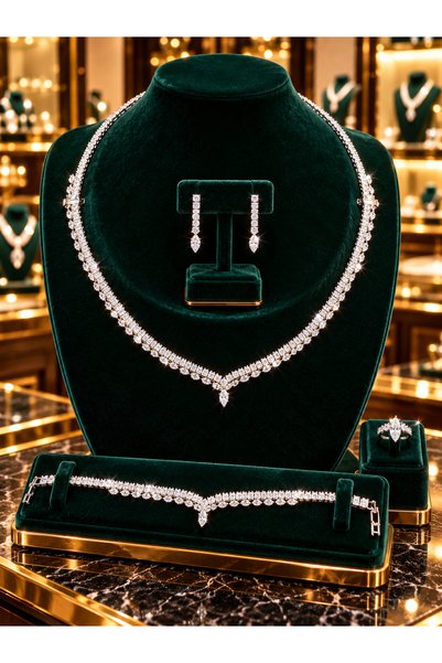 miral Luxurious Zirconia Set, High Quality, Plated with a Permanent Rhodium M...