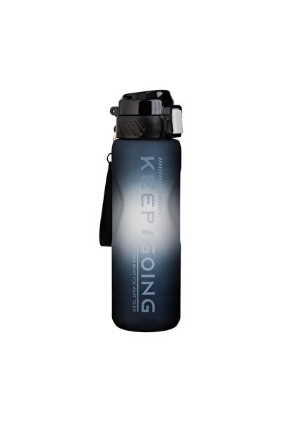 OEM Sticlă Apă Sport din Plastic Negru Gri Ombre "Keep going" - 1 L, Prindere...