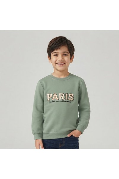 CUBBUX Hanorac pentru băieți, cu gât rotund, cu 2 fire, tip sweatshirt