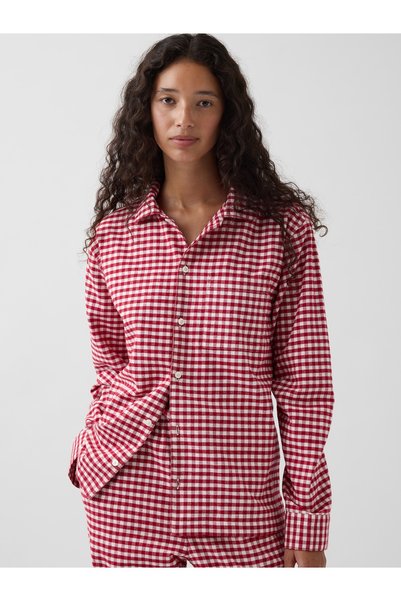 GAP Kadın Kırmızı Softest Flannel Gömlek Pijama Üstü