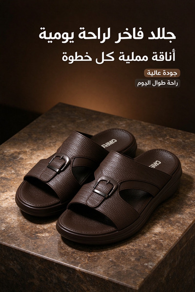 Hayyin Mart صندل رجالي بتصميم عربي مفتوح الأصابع مع نعل مريح مبطن ومضاد للانز...