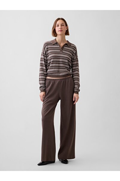 GAP Kadın Kahverengi Brushed Twill Easy Wide-Leg Pantolon
