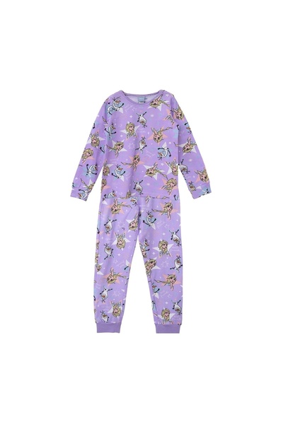 OEM Set Pijama Iarnă Fete din Bumbac Lila, Frozen 2, Mărimea L