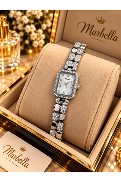 Marbella ساعة سهرة نسائية مرصعة ب أحجار الزركون الفاخرة من ماركة الشهيرة مع ض...