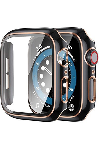 XGSM Carcasă 2 în 1 + Sticlă securizată pentru Apple Watch 7/8/9 45mm - Negru...