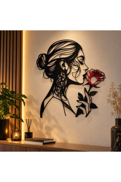 UstaPrint3D 3D Baskı Dekoratif Kadın ve Gül Duvar Süsü – Modern Duvar Dekoru ...