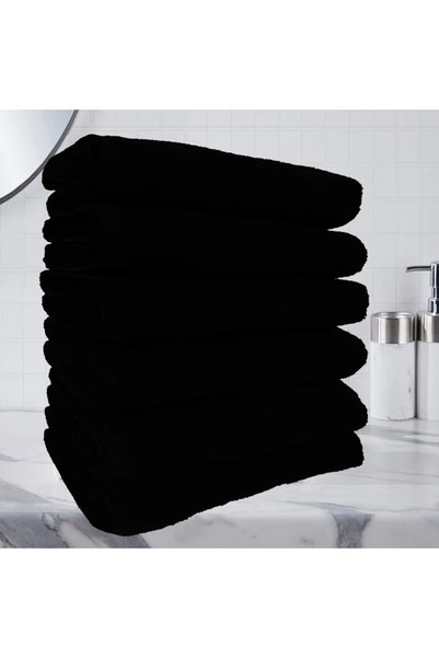 Modella Life Set of 6 70X140 cm Black Bath Towels 100% Cotton 400 Gr 410 Gsm ...