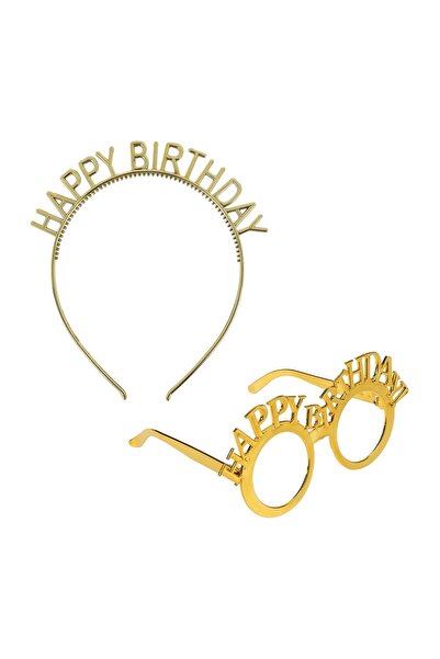 OEM Set de Petrecere cu Ochelari & Coroniță Aurii Happy Birthday – Look Festi...