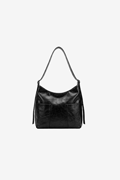 MARSEPTUN Polina Double Pocket Detailed Black Matte Bag