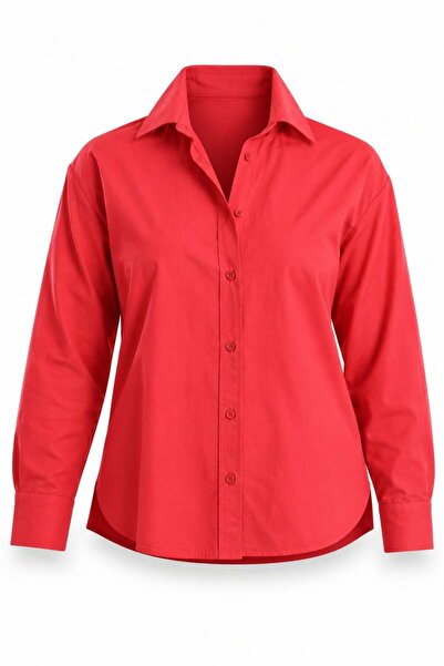 5in1Canpolat Red Oversize Shirt 3316
