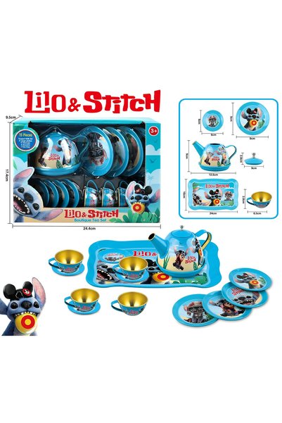 Stitch Set de ceai din aluminiu Lilo & Stitch, cu tavă, 15 piese