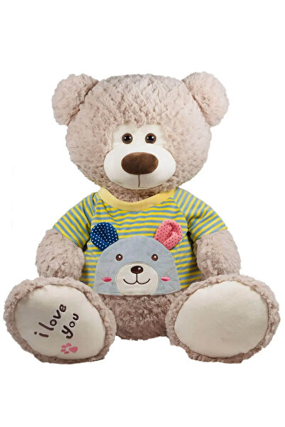 Amek Toys Ursuleț de pluș pufos cu tricou cu dungi, 42 cm
