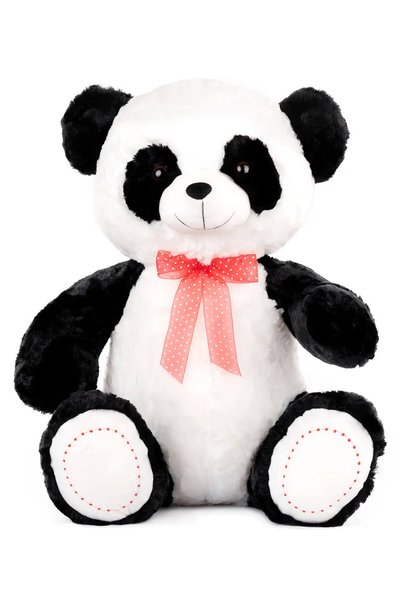 Amek Toys Panda de pluș cu fundă roșie, 60 cm