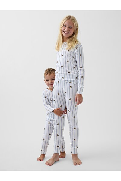 GAP Bebek Beyaz Organik Brushed Pamuk Pijama Takımı