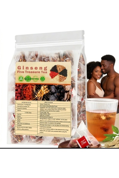 Zaadna Ginseng Tea for Couples Sexual Vitality Enhancing Immunity Boosting Energy Five Treasures Herbal Tea 20 Bags 5g Each Bag