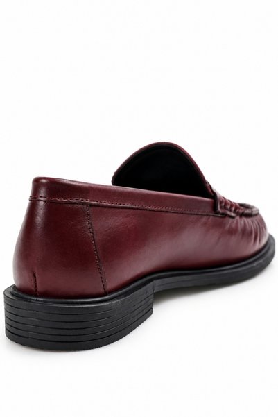 5in1Canpolat Dark Plum Leather Loafer 35507