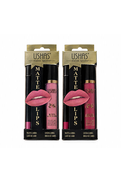 Ushas Cosmetics Σετ 2 τεμαχίων USHAS Ματ Χρώματα Χειλιών 24ωρης Διάρκειας – Μ...