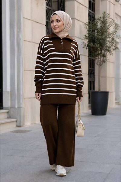 şıklık durağı Winter Sweater and Pants Hijab Tricot Set 1611