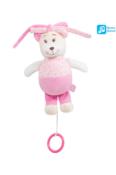 Amek Toys Ursuleț de pluș muzical pentru bebeluși, 21 cm - Roz