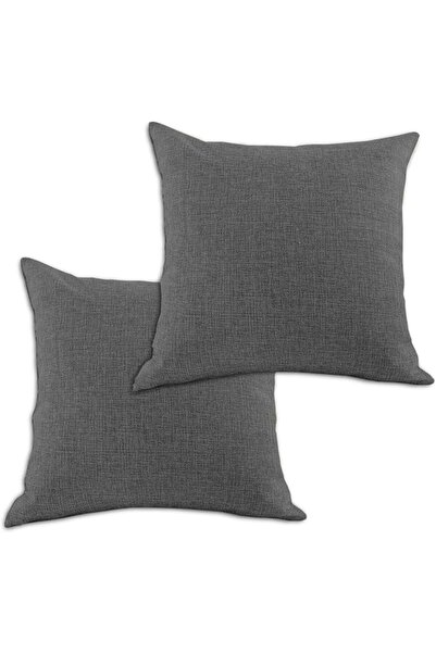 REGAL IN HOUSE In House | 2 Pieces Square Decorative Cushion Set of Linen Sol...