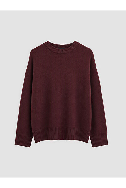 LC Waikiki Alita City Farkıyla Xside Burgundy Knitwear Plain Oval Neck Women'...