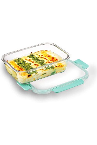 Generic Allo FoodSafe 1040ml Rectangle Glass Meal Prep Container with Break Free Detachable Lock | 450°C Oven Safe Microwave Safe | High Borosilicate | Leak Proof | Set of 4