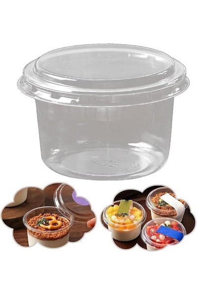 OSHIMA 50 Pcs Plastic Cups With Lids, Dessert Cups, Mini Crystal Clear Cup Fo...