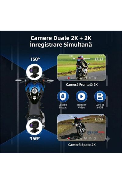 Generic Brand Navigație Moto RiderX7, 7 inci, GPS portabil, CarPlay/Android Auto wireless, Ecran divizat
