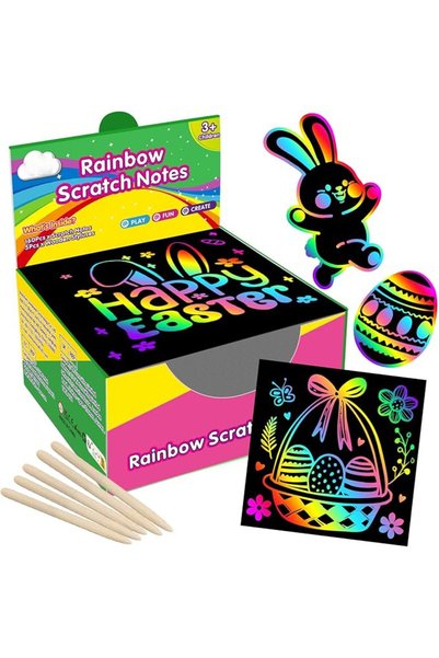 TERRIFI Rainbow Scratch Paper 100 Pages, Mini Scratch-Off Art Supplies with 2...