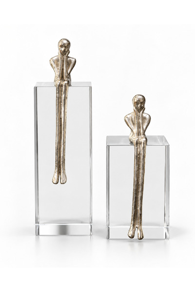 tuan design 2 li kristal oturan adamlar gümüş