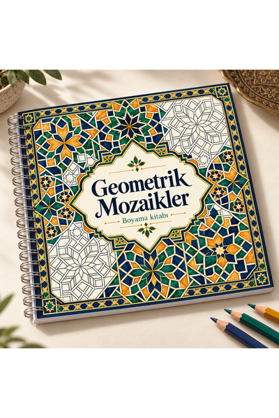 HOPE DİZAYN Geometrik Mozaikler Boyama Kitabı 35 Desenli 20x20 cm