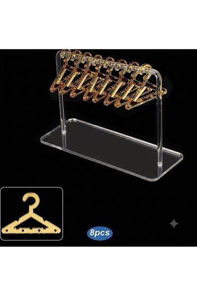PIETRICELE Stand Acril Cercei Tip Cuier Mini – 8 Umerașe Aurii