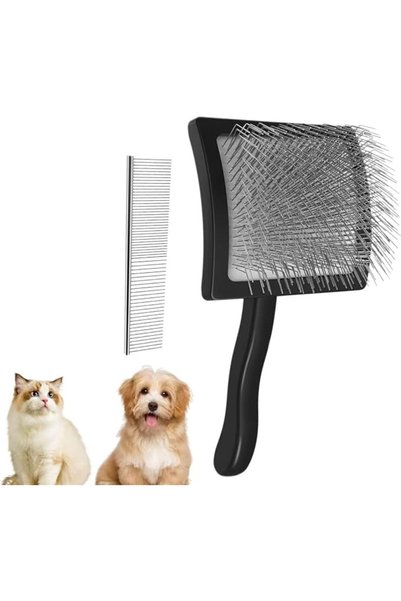Axylar Pet Slicker Brush and Metal Comb Set, Grooming Kit for Dogs and Cats t...