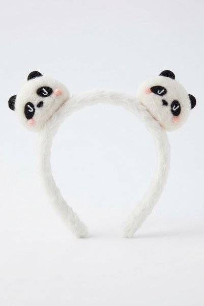 Jaida Moda Plush Hair Crown with Cute Panda Figure - Fun Makeup and Face Washing Crown Hair Accessory