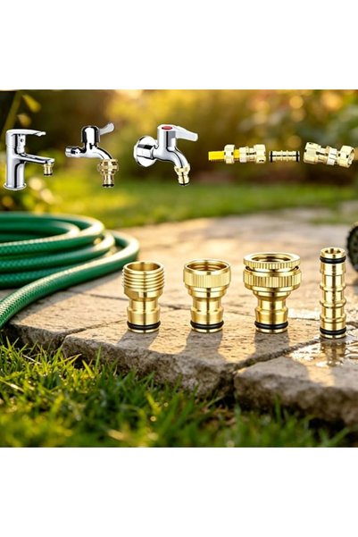 ANYUAN Brass Quick Connector, 4 Pack Brass Hose Adapter, 22mm 24mm Thread Qui...