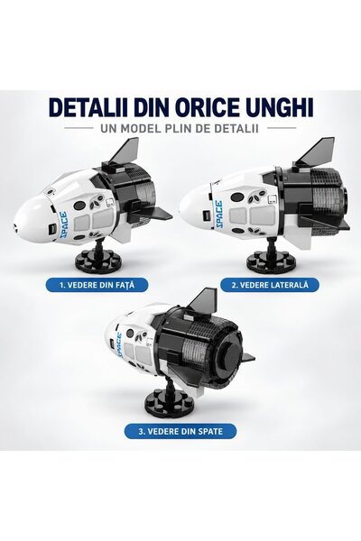 Flippy Set de Constructie, Flippy, Model Naveta Spatiala, 88 Piese, 8.3x8.3x10.5 cm, Alb