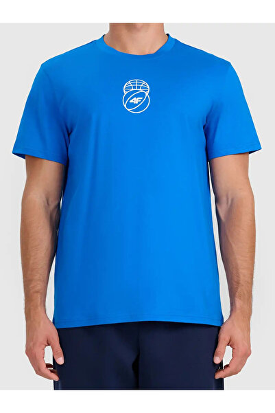 4F Tricou esențial sportiv pentru bărbați, Albastru, 100% bumbac, Croială nor...