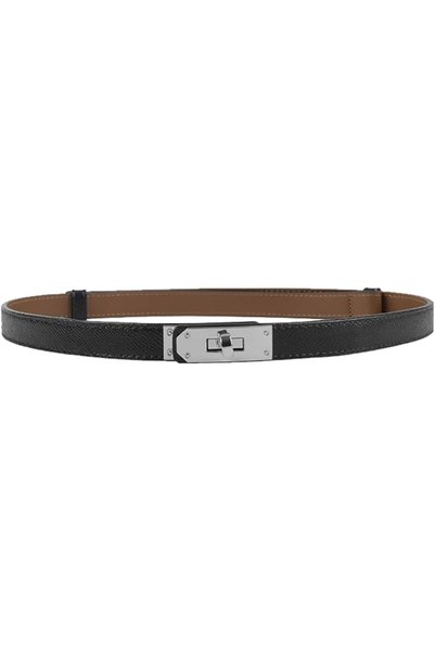 GENERAL ANHAISHUILV Women's Skinny Leather Belt with Adjustable Silver Turn-L...
