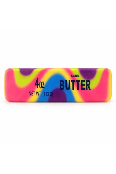 Flippy Jucărie Squishy Antistres, Flippy, Model Pachet de Unt, Aspect Marmorat, 14 cm, Multicolor