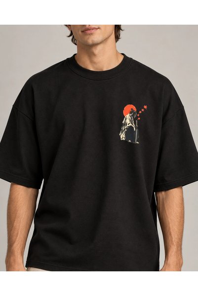 CANMODA Tricou unisex cu imprimeu Black Sun și Samurai