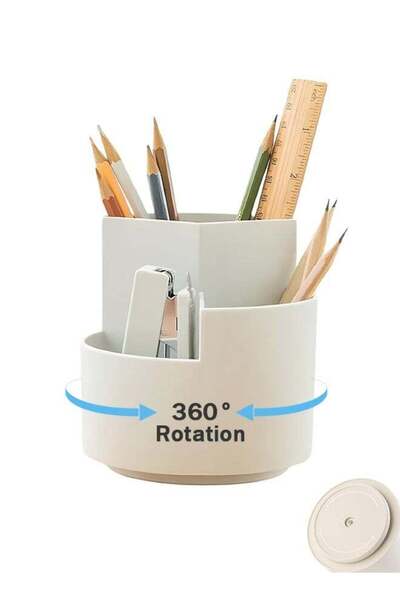 Generic Sweet Life Desk Pencil Pen Holder, 3 Slots 360-Degree Spinning Organi...