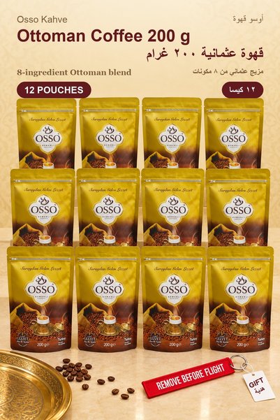 OSSO KAHVE قهوة أوتومان أوسو 200 جرام × 12 كيس - مزيج تقليدي من 8 مكونات