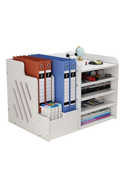 Generic TPGP White Desktop Organiser, Large Capacity Desk File Organiser Offi...