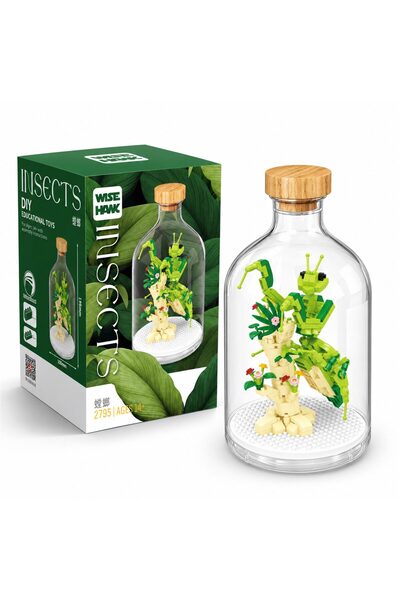 Flippy Set de Construit in Sticla, Flippy, Piese din Plastic, Calugarita cu Decor Vegetal, 14+, 10 x 19.6 cm, Multicolor