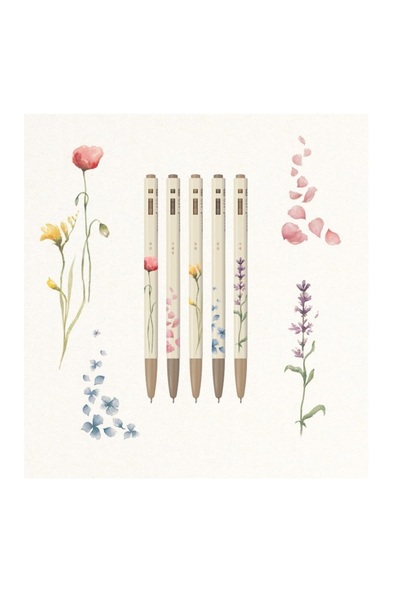 Monami Tükenmez Kalem 5 Li Set Iceflower 0.5mm. (5 Kalemde Siyah Renk Yazar.)