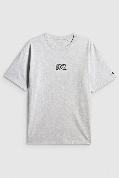 4F Tricou esențial din bumbac pentru bărbați, croială lejeră, guler rotund, g...