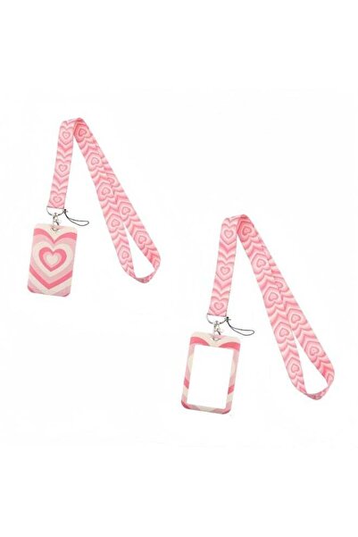 Generic 2Pcs Student ID Card Holder Love Cute Badge Holder With Lanyard，Pink ...
