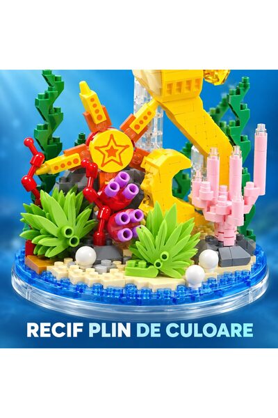 Flippy Set de Construit in Sticla, Flippy, Piese din Plastic, Calut de Mare cu Decor Marin, 14+, 10 x 19.6 cm, Multicolor