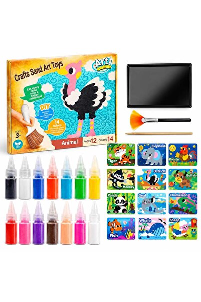 MASHASHOP Творчески комплект за рисуване с пясък, 12 дъски с животински мотив...